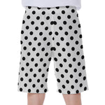 White And Black Polka Dot Pattern Print Men's Beach Shorts