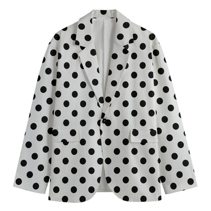 White And Black Polka Dot Pattern Print Men's Blazer