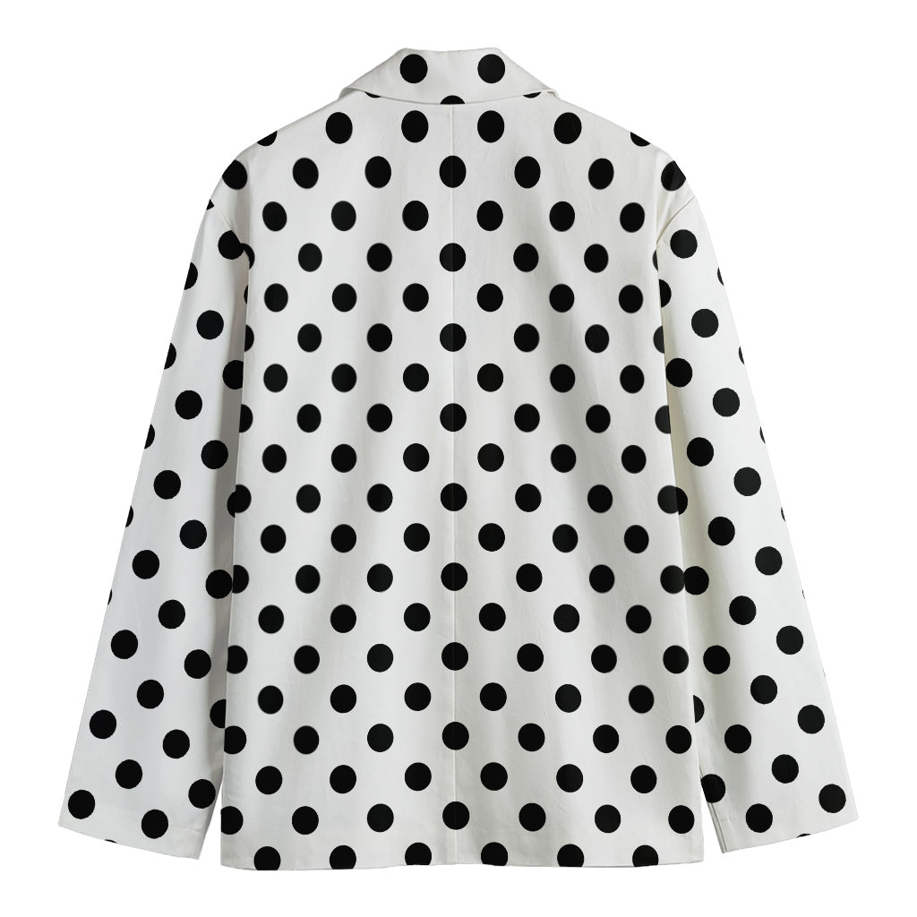 White And Black Polka Dot Pattern Print Men's Blazer