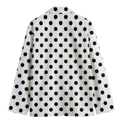 White And Black Polka Dot Pattern Print Men's Blazer