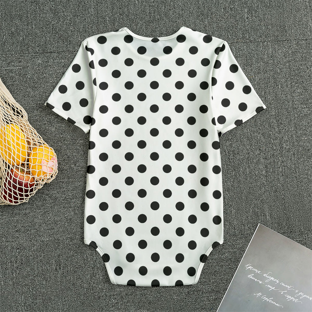 White And Black Polka Dot Pattern Print Men's Bodysuit