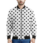 White And Black Polka Dot Pattern Print Men's Bomber Jacket