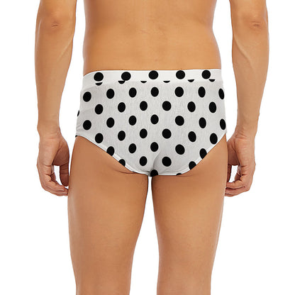 White And Black Polka Dot Pattern Print Men's Briefs