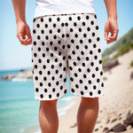 White And Black Polka Dot Pattern Print Men's Cargo Shorts
