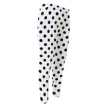 White And Black Polka Dot Pattern Print Men's Compression Pants