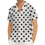 White And Black Polka Dot Pattern Print Men's Deep V-Neck Shirt