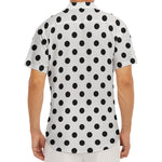 White And Black Polka Dot Pattern Print Men's Deep V-Neck Shirt
