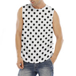 White And Black Polka Dot Pattern Print Men's Fitness Tank Top