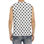 White And Black Polka Dot Pattern Print Men's Fitness Tank Top