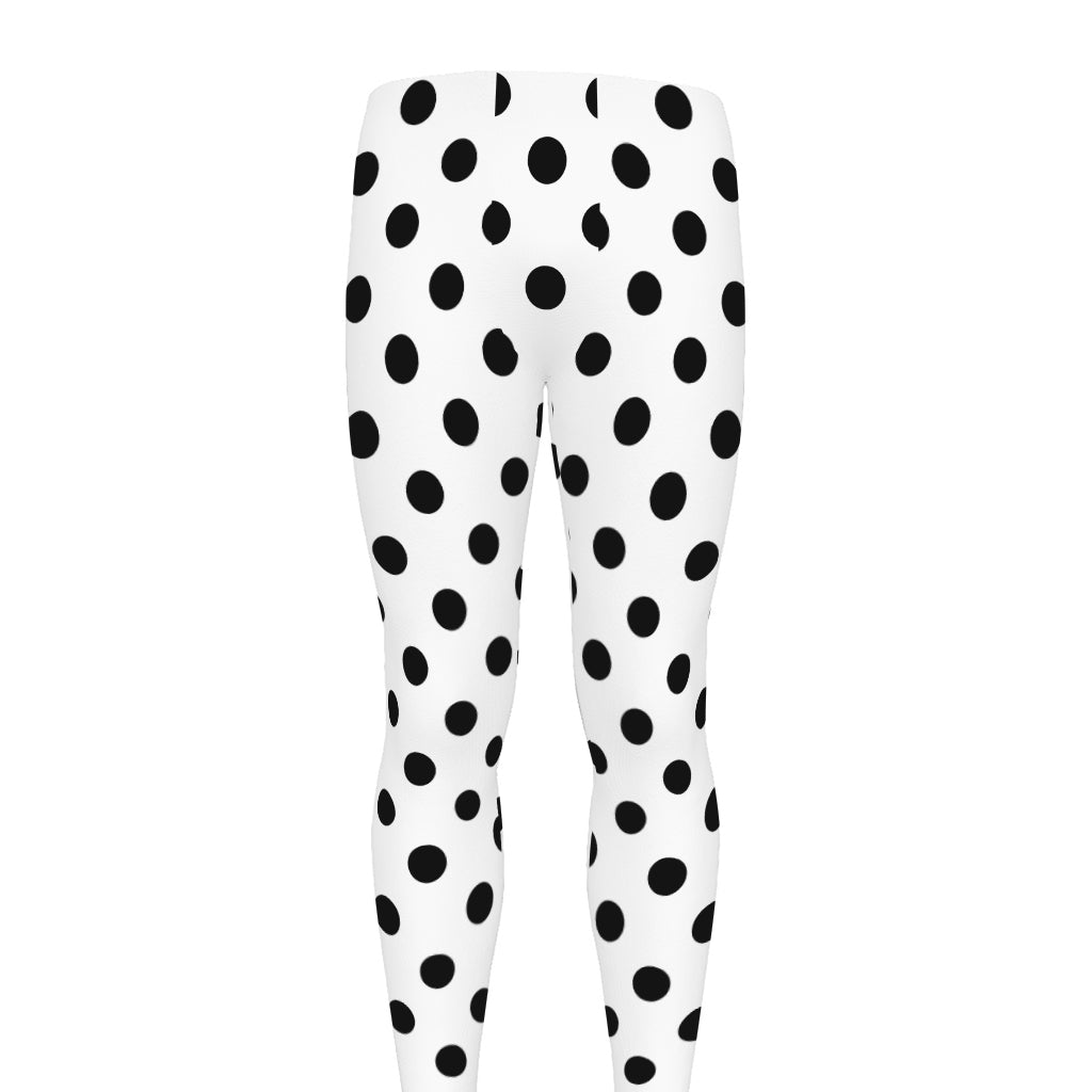 White And Black Polka Dot Pattern Print Men's leggings