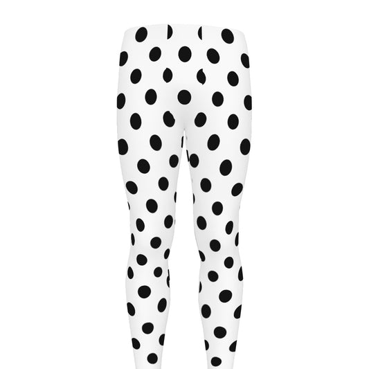 White And Black Polka Dot Pattern Print Men's leggings