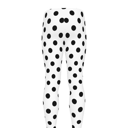 White And Black Polka Dot Pattern Print Men's leggings