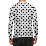 White And Black Polka Dot Pattern Print Men's Long Sleeve Rash Guard