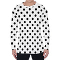 White And Black Polka Dot Pattern Print Men's Long Sleeve T-Shirt