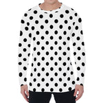 White And Black Polka Dot Pattern Print Men's Long Sleeve T-Shirt
