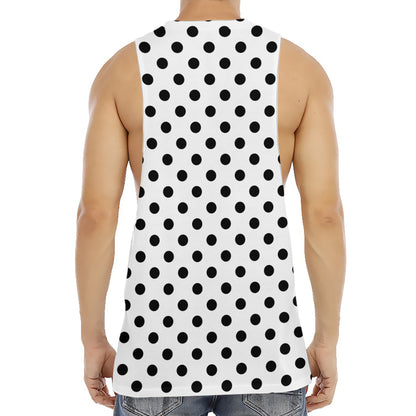 White And Black Polka Dot Pattern Print Men's Muscle Tank Top
