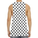 White And Black Polka Dot Pattern Print Men's Muscle Tank Top