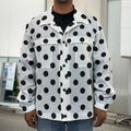 White And Black Polka Dot Pattern Print Men's Shirt Jacket