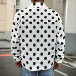 White And Black Polka Dot Pattern Print Men's Shirt Jacket