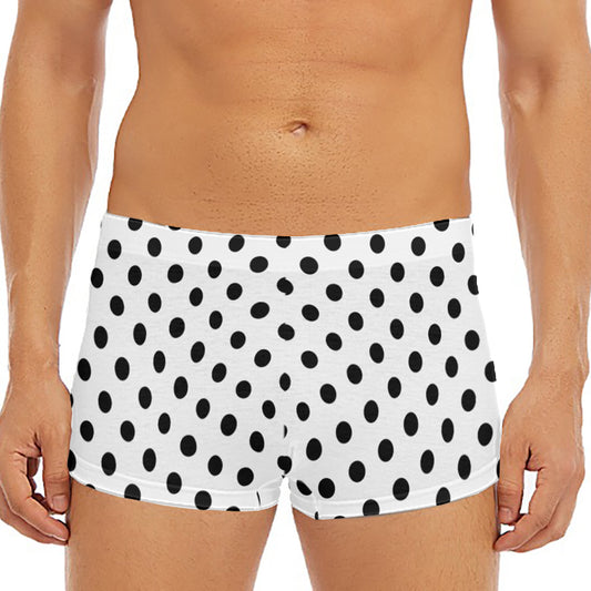 White And Black Polka Dot Pattern Print Men's Short Boxer Briefs