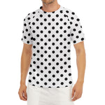 White And Black Polka Dot Pattern Print Men's Short Sleeve Rash Guard