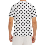 White And Black Polka Dot Pattern Print Men's Short Sleeve Rash Guard