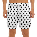 White And Black Polka Dot Pattern Print Men's Split Running Shorts