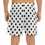 White And Black Polka Dot Pattern Print Men's Split Running Shorts