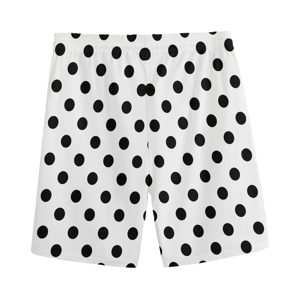 White And Black Polka Dot Pattern Print Men's Sports Shorts
