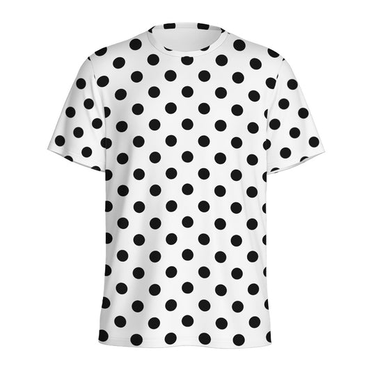 White And Black Polka Dot Pattern Print Men's Sports T-Shirt