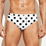White And Black Polka Dot Pattern Print Men's Swim Briefs
