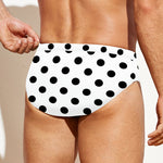 White And Black Polka Dot Pattern Print Men's Swim Briefs