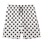 White And Black Polka Dot Pattern Print Men's Swim Trunks