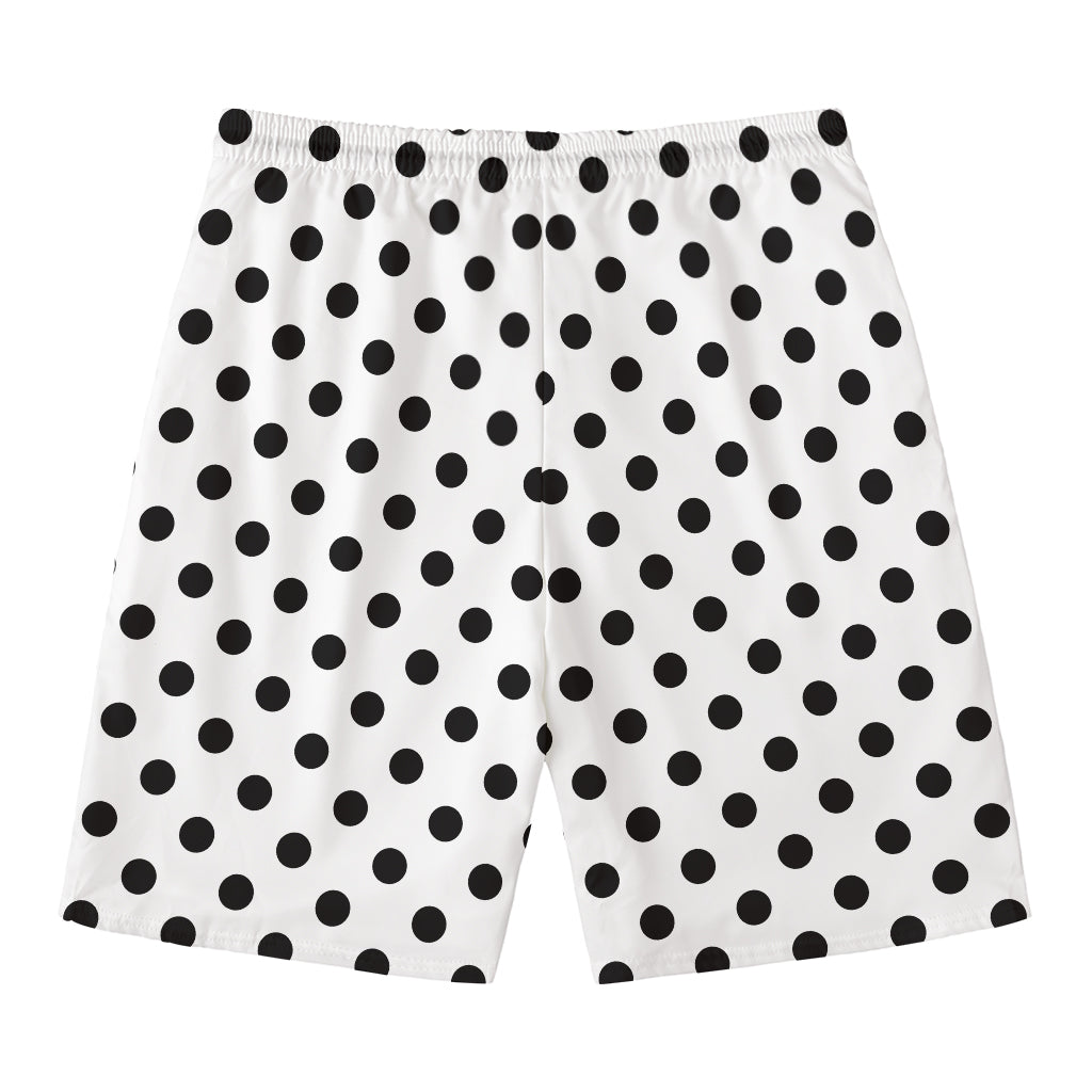 White And Black Polka Dot Pattern Print Men's Swim Trunks