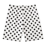 White And Black Polka Dot Pattern Print Men's Swim Trunks