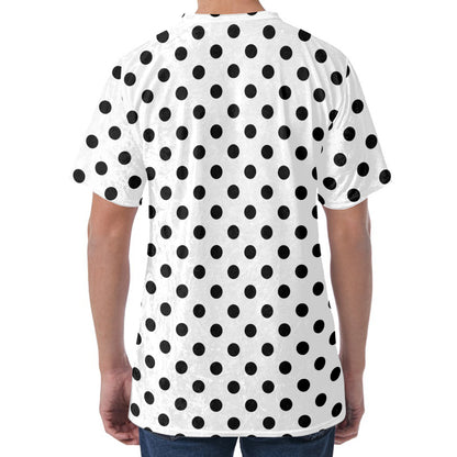 White And Black Polka Dot Pattern Print Men's Velvet T-Shirt