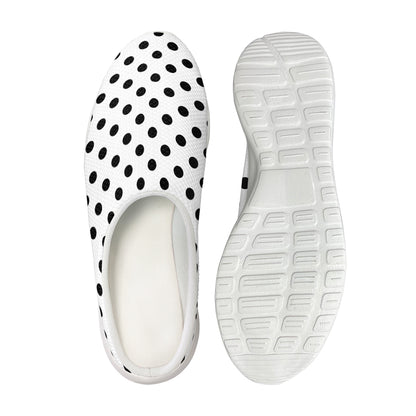 White And Black Polka Dot Pattern Print Mesh Casual Shoes