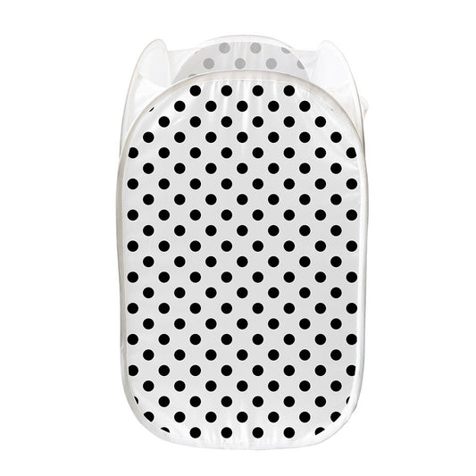 White And Black Polka Dot Pattern Print Mesh Laundry Hamper
