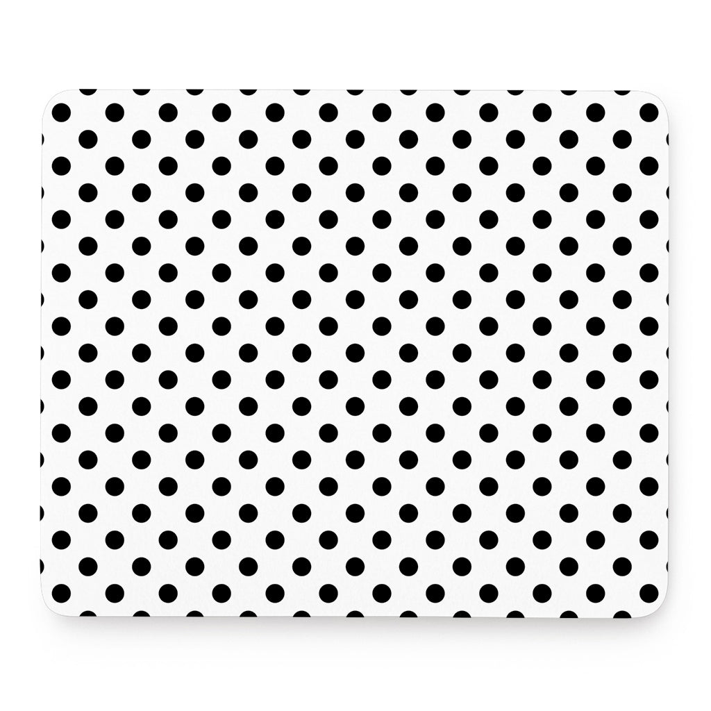 White And Black Polka Dot Pattern Print Mouse Pad