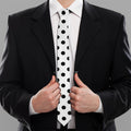 White And Black Polka Dot Pattern Print Necktie