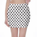 White And Black Polka Dot Pattern Print Pencil Mini Skirt