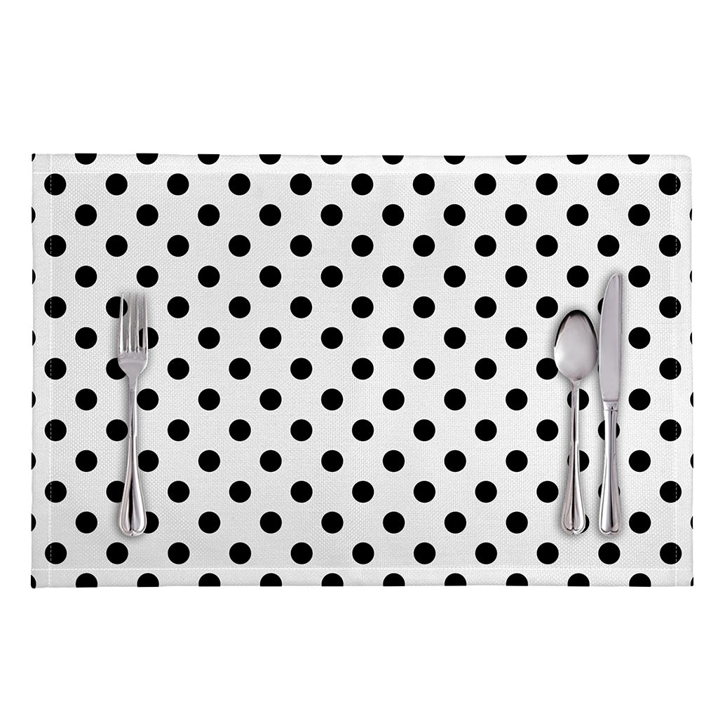 White And Black Polka Dot Pattern Print Placemat