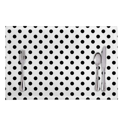 White And Black Polka Dot Pattern Print Placemat