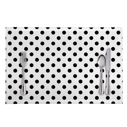 White And Black Polka Dot Pattern Print Placemat