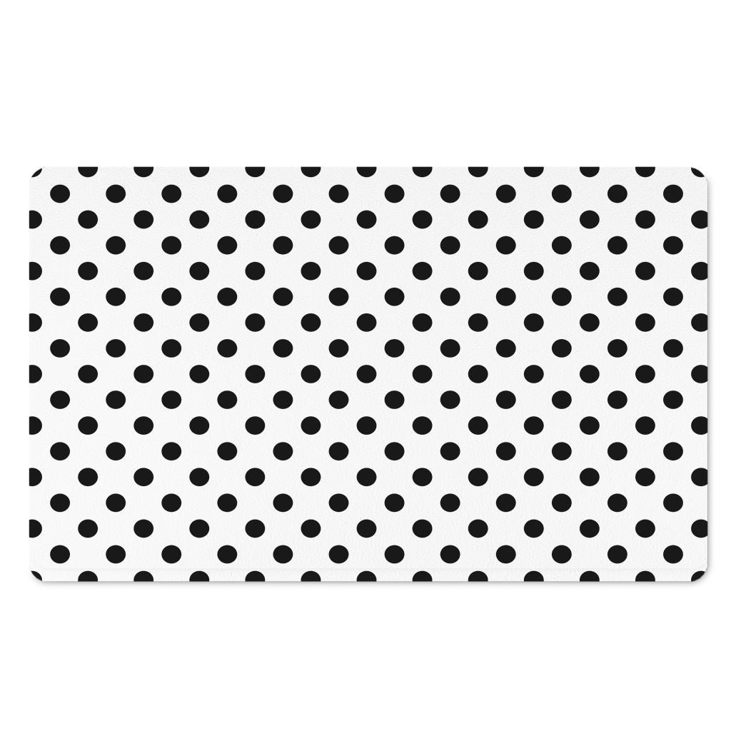 White And Black Polka Dot Pattern Print Polyester Doormat