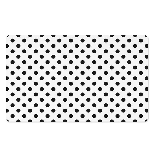 White And Black Polka Dot Pattern Print Polyester Doormat