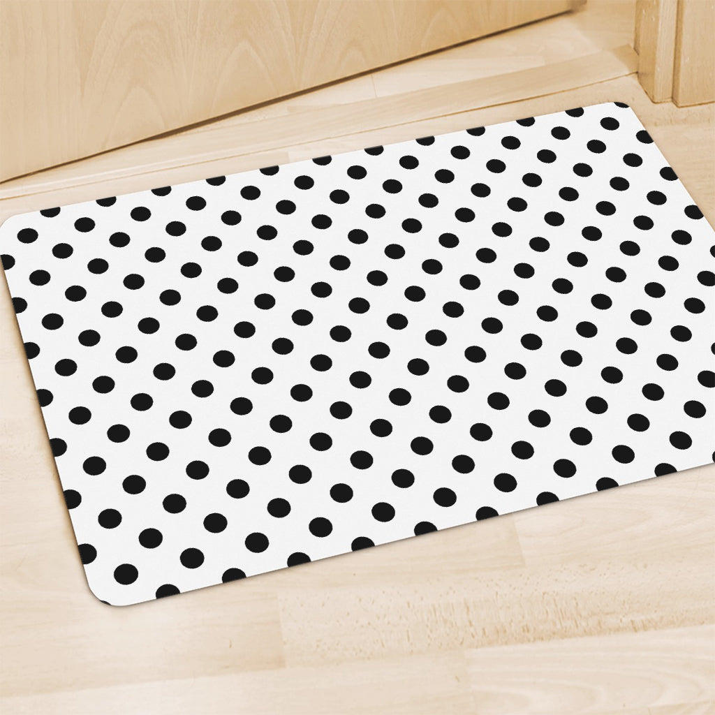 White And Black Polka Dot Pattern Print Polyester Doormat