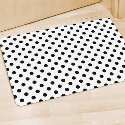 White And Black Polka Dot Pattern Print Polyester Doormat