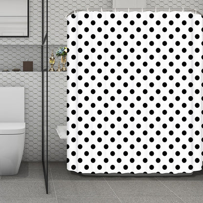 White And Black Polka Dot Pattern Print Polyester Shower Curtain