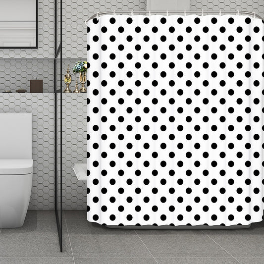 White And Black Polka Dot Pattern Print Polyester Shower Curtain
